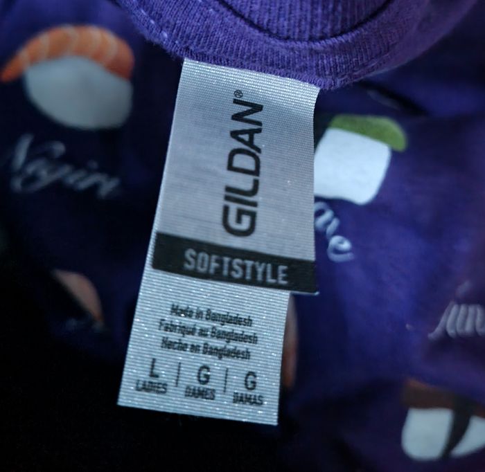 T-shirt violet imprimé Sushis 🍣 taille L - photo numéro 5