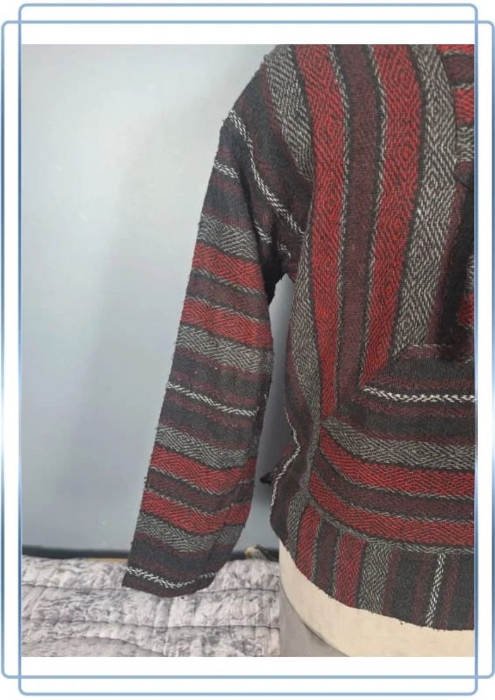 sweat a capuche / Hoodie/baja/poncho mexicain - taille M - homme - multicolore / fait main 251 - photo numéro 4