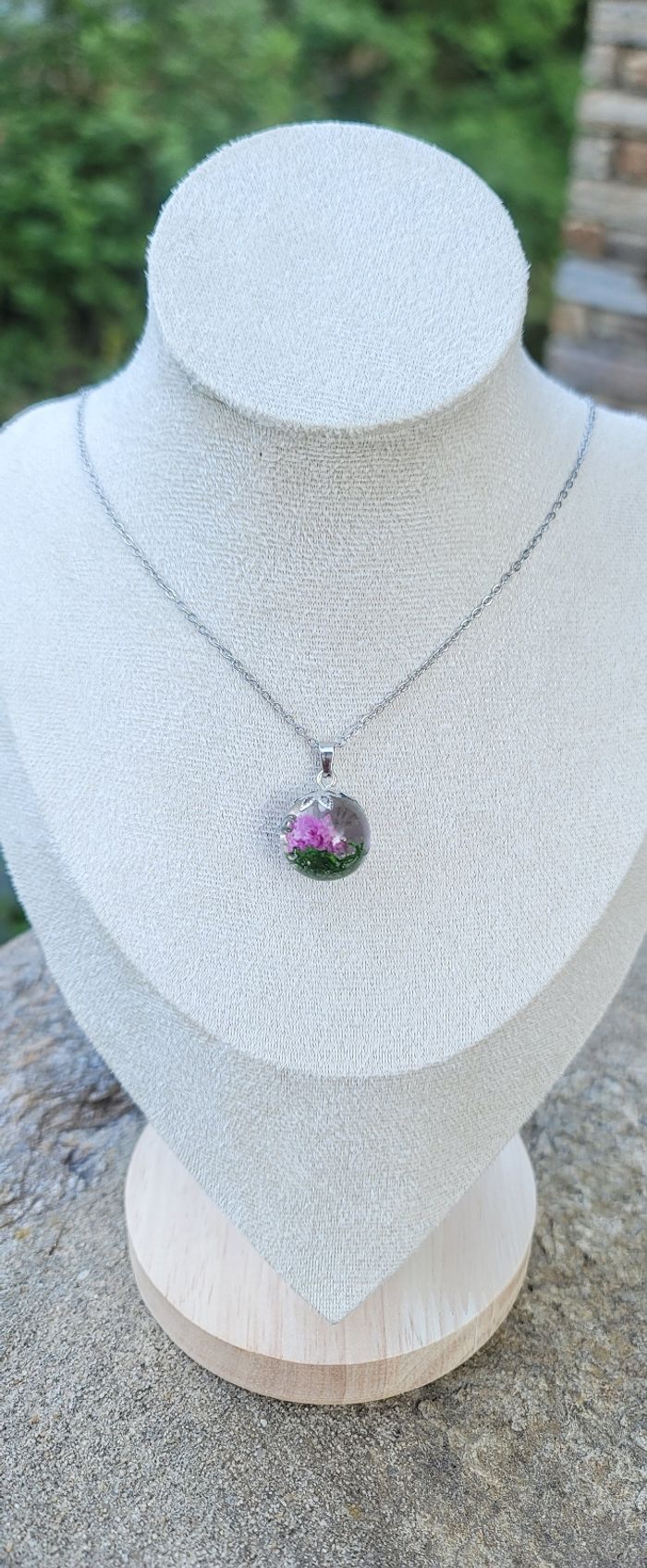 Collier fleurs séchées en acier inoxydable - photo numéro 3