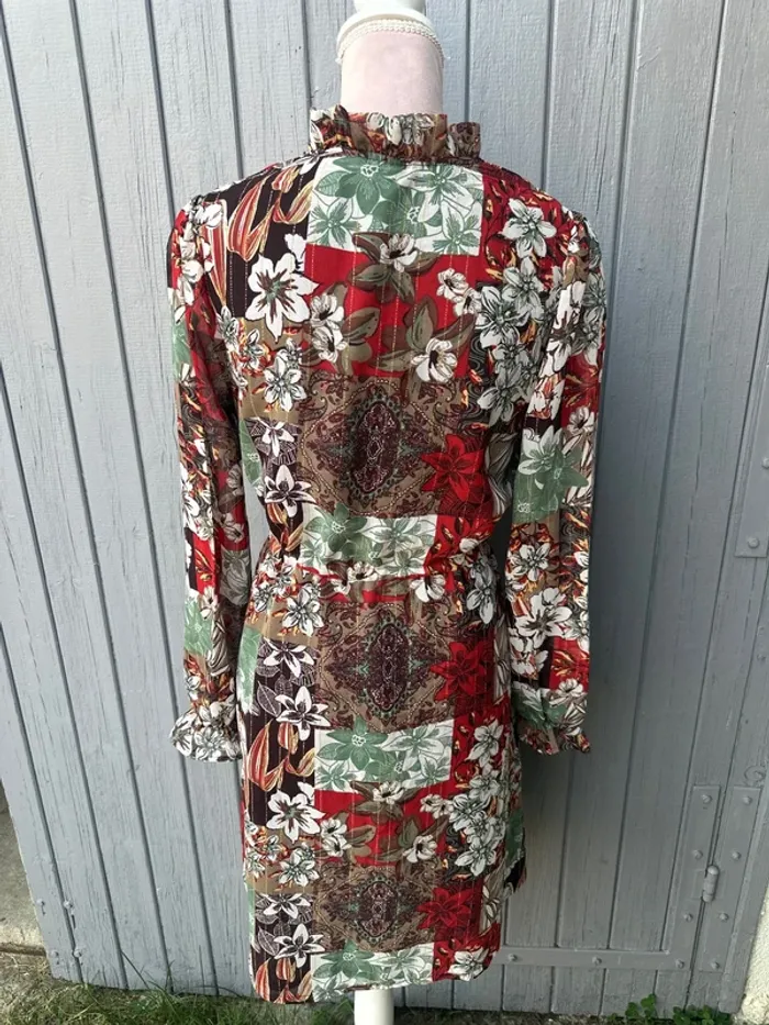 Robe manches longues fleurie colorée doublée 40/L - photo numéro 4