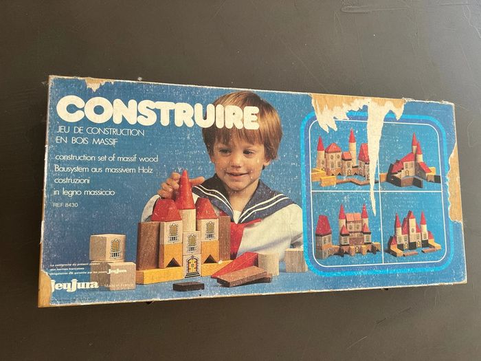 Jeu de construction en bois vintage
