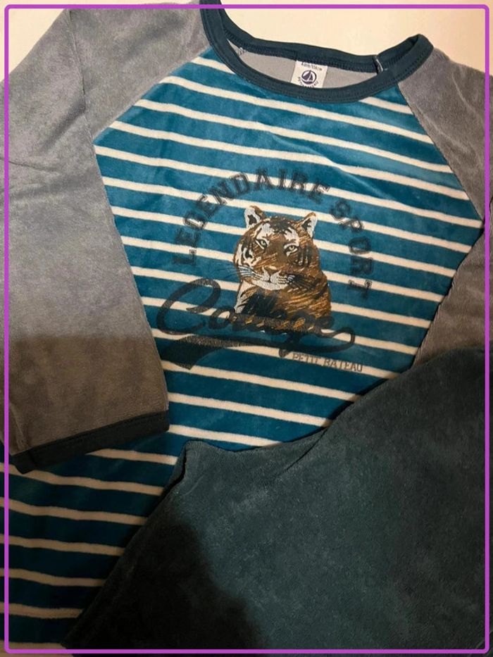 Pyjama deux pièces petit bateau velours - photo numéro 2