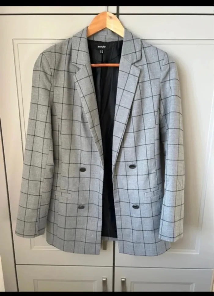 Blazer gris à carreaux