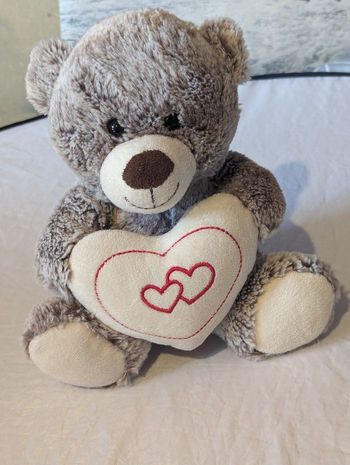 Petit Ourson Ours Cœur Blanc Contours Cœurs Rouges Intérieur Animal Peluche Petits Enfants Bébés