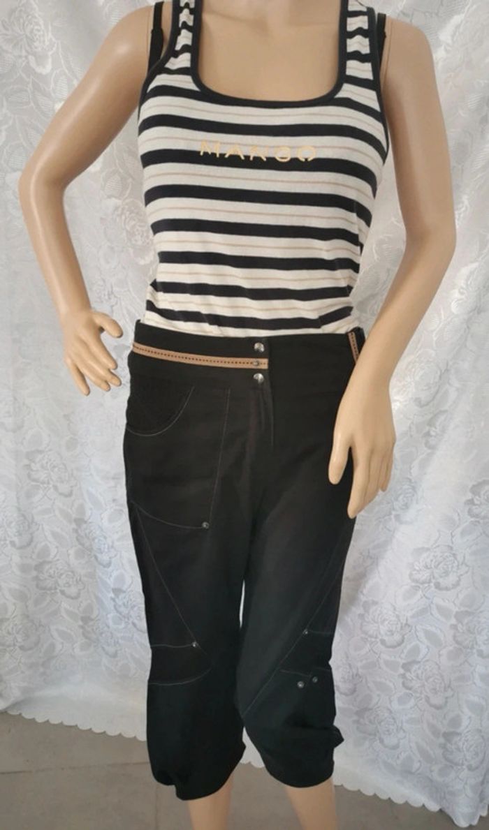 Pantacourt noir et beige (taupe)  T.36. La Mode Est À Vous - photo numéro 9