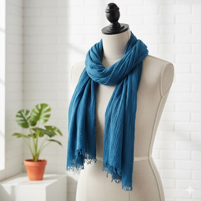 Foulard Écharpe Coton Bleu Canard - Doux & Léger