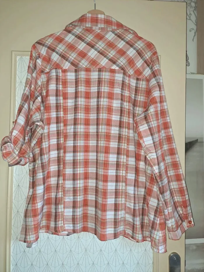 Chemise à carreaux femme oranger tbe comme neuve FD Joseph T5 50/52 - photo numéro 5