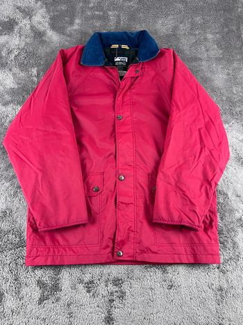 K-Way Manteau Imperméable Rouge Taille L – Col Velours Vintage