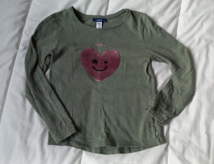 T-shirt kaki okaïdi cœur rose t6