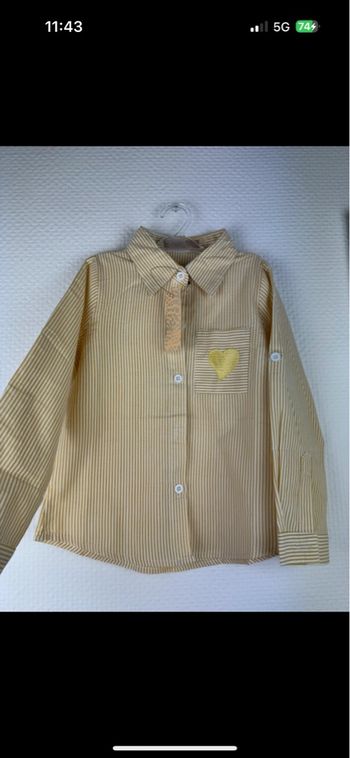 Chemise fille à rayures jaune taille 4 ans 