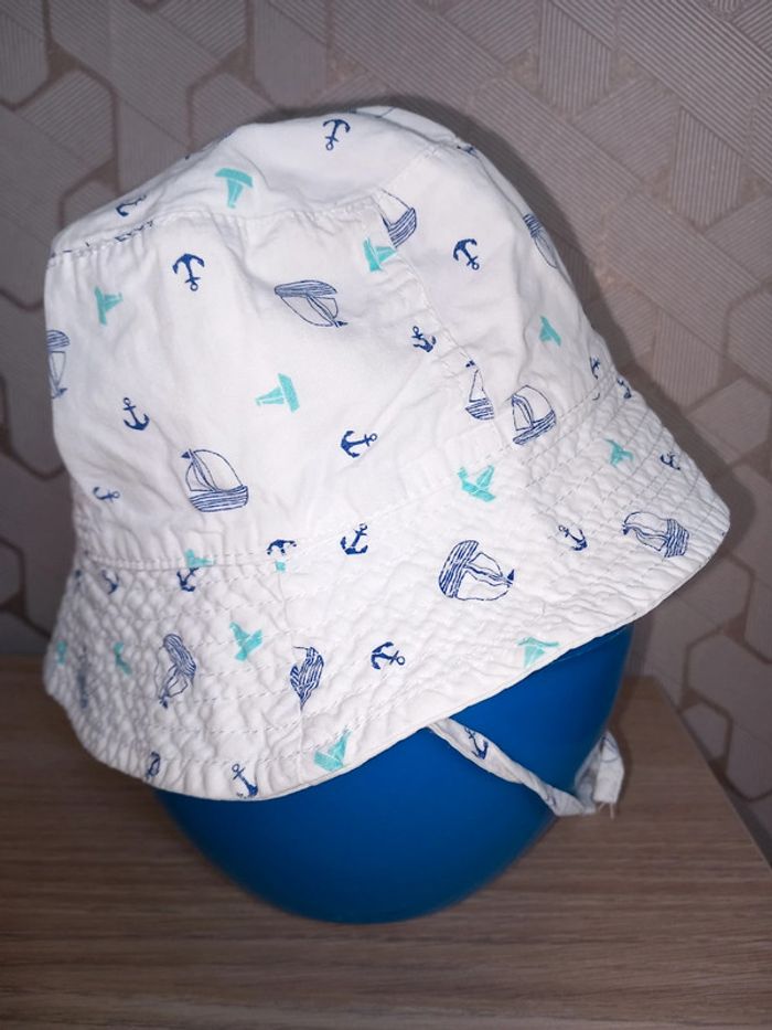 Bob chapeau blanc motif Bateau 12-24 mois - photo numéro 3