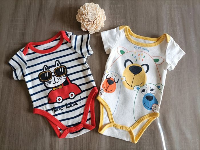 Lot de 2 bodies manches courtes DPAM 1 mois