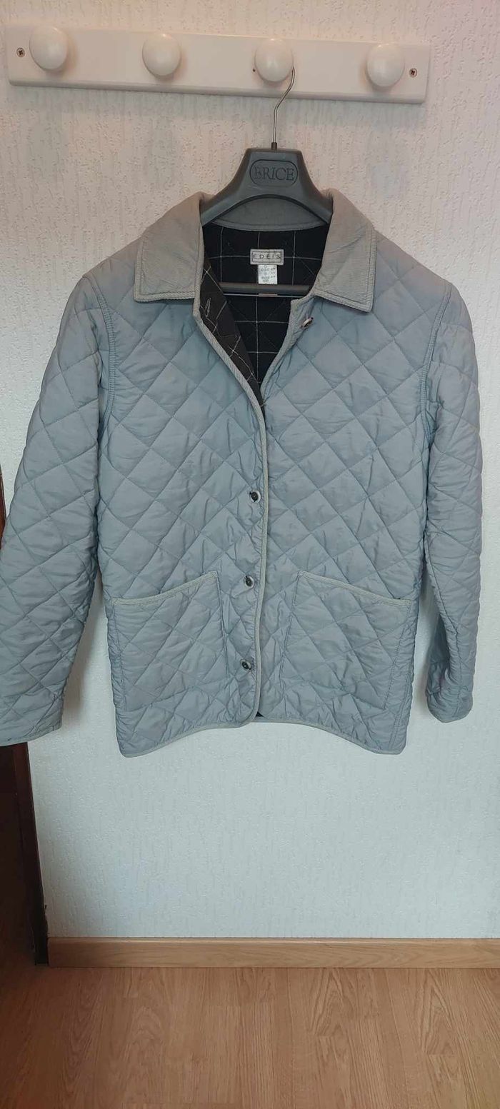 Jolie veste femme matelassée Edéis 38/40 grise claire très bon état