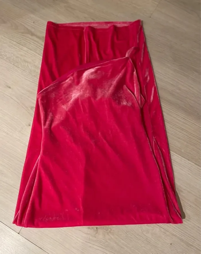 Robe longue rose en velours - Taille S - photo numéro 2