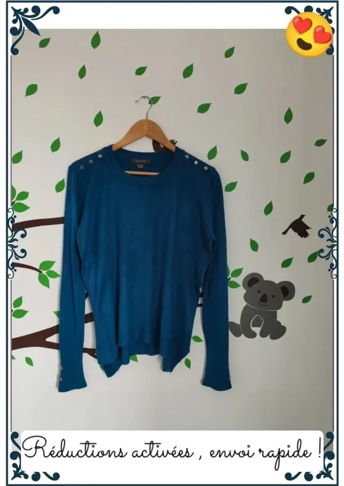 Pull turquoise foncé femme
