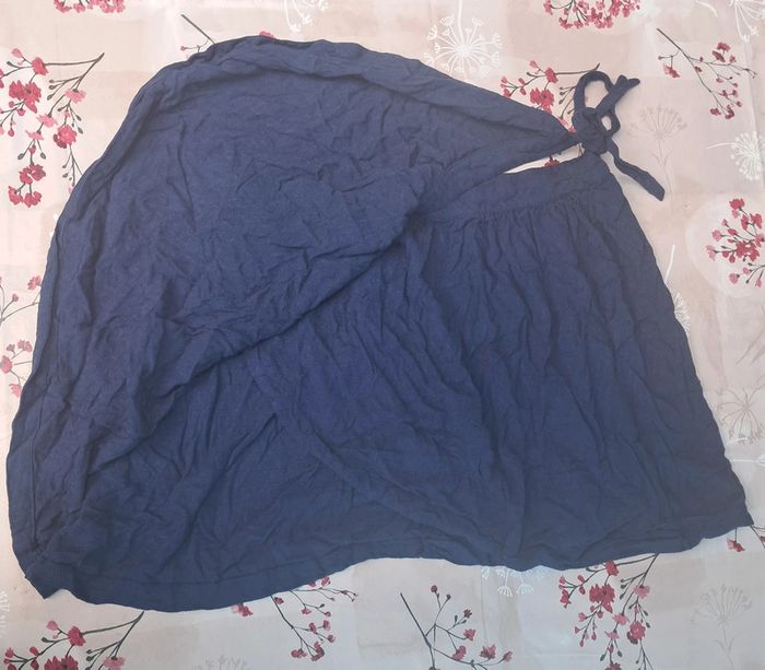 Belle jupe portefeuille bleue, bouton + lien 👗 - T40 - Bonobo - photo numéro 5