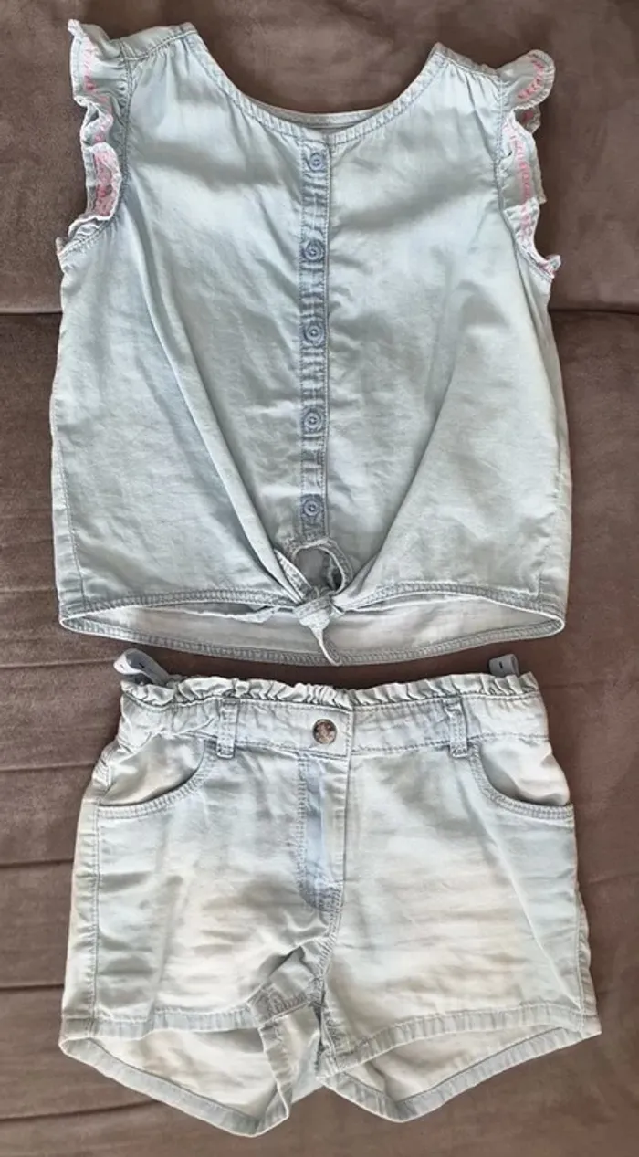 Ensemble couleur jean (léger) été 6 ans