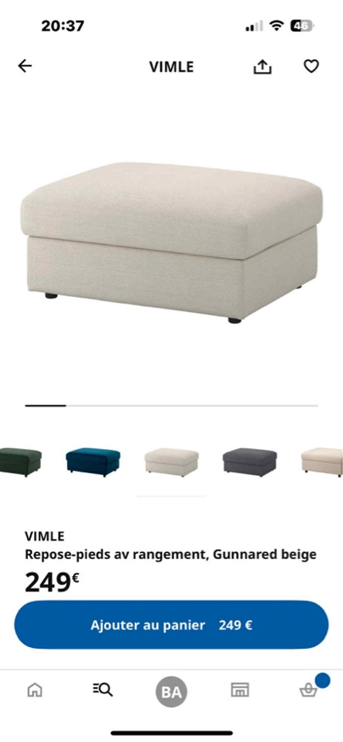 Repose pieds avec rangement Gunnared gris neuf