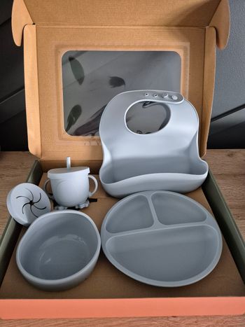 Coffret repas bébé bleu ciel