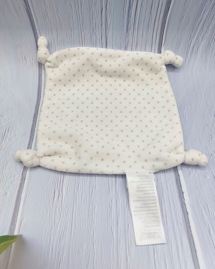 Doudou plat carré blanc velours étoiles grises gris VERTBAUDET 4 nouettes 12M - A12202 - photo numéro 2