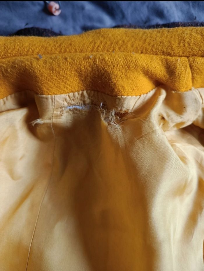 Manteau jaune moutarde col V Havrey paris chaud retro - photo numéro 6