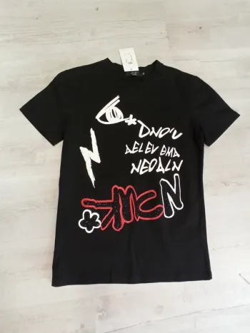 Tee shirt noir rouge et blanc homme L