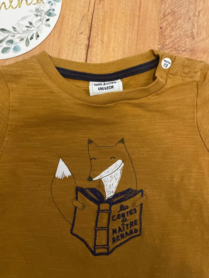 T-shirt marron manches longues 6 mois - photo numéro 2