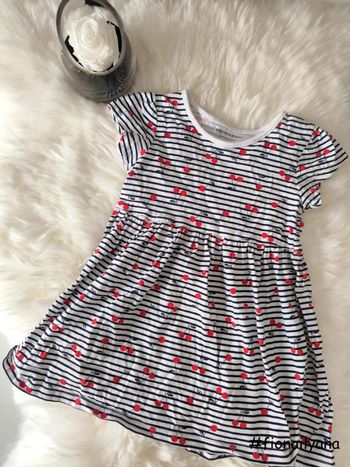 🌸 Superbe robe à rayures et cerises 🍒 Primark 18 mois 🌸