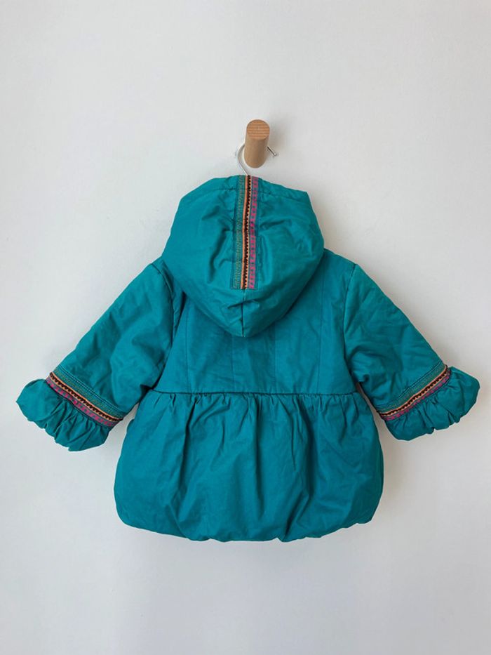 Ensemble parka à capuche turquoise + bonnet + moufles - Catimini 6 mois - photo numéro 7