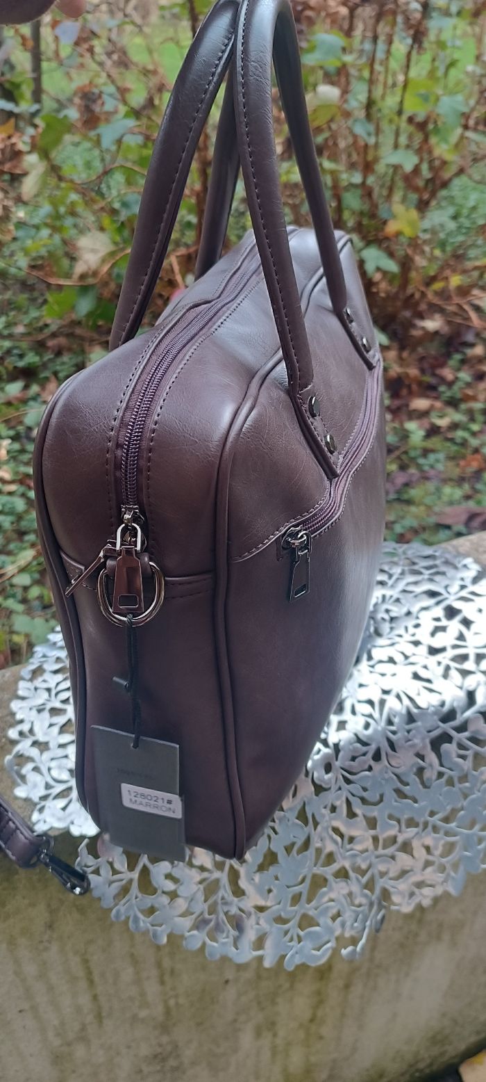 Sac business en cuir pu marron neuf jamais utilisé - photo numéro 9