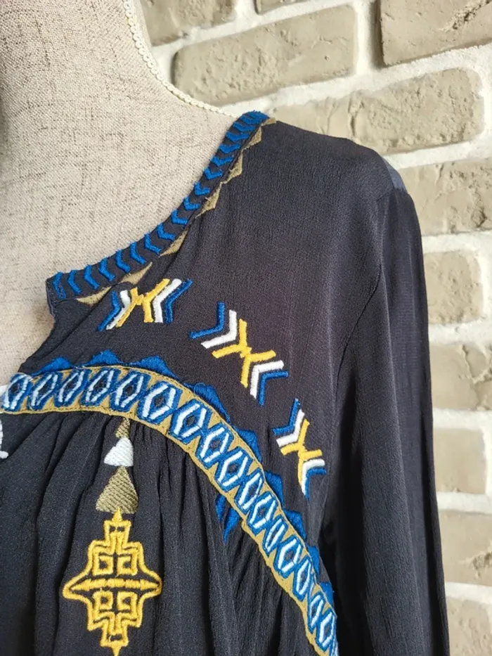 Blouse noire broderies et pompons Ba&sh - Bohème folk - photo numéro 4