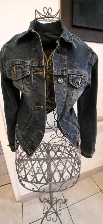 Blouson jean bleu et délavé orangé T38/M  -La Brigada Int'l