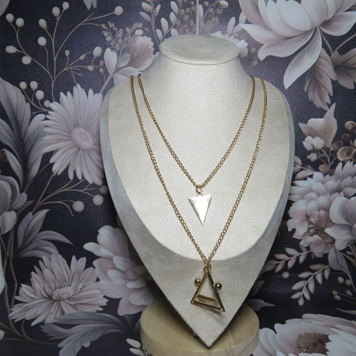 🌟 Superbe Collier Double Rang – Motifs Triangulaires Dorés 🌟 - photo numéro 5