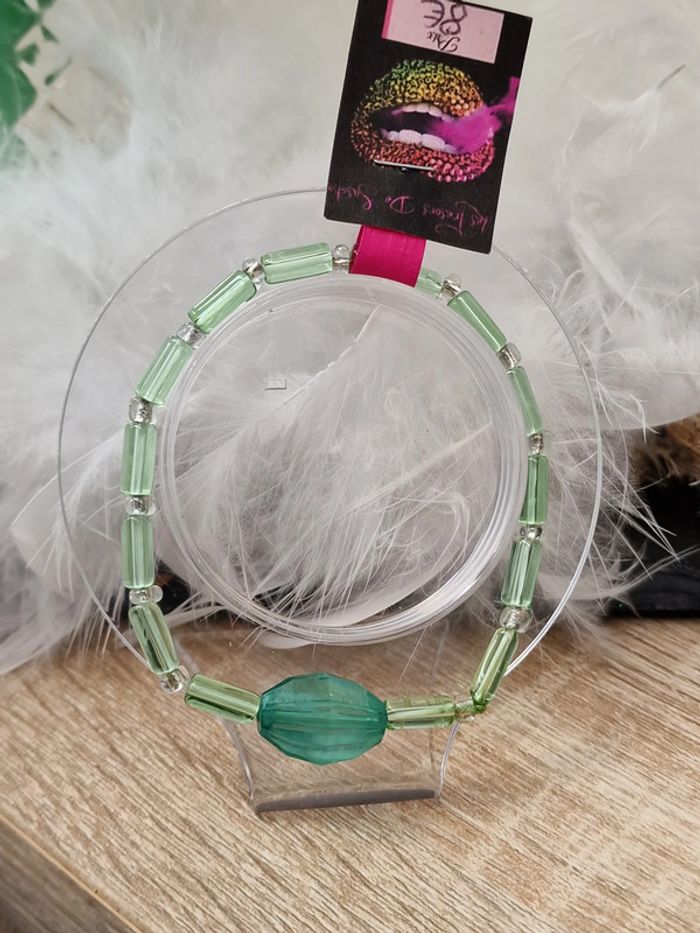 Bracelet Elastique Perles Vertes - photo numéro 3