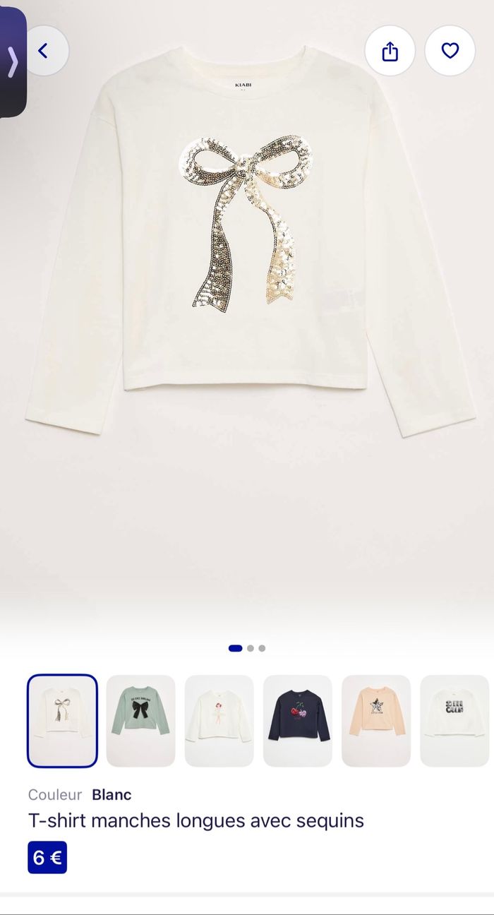 Haut blanc noeud sequin doré - photo numéro 5