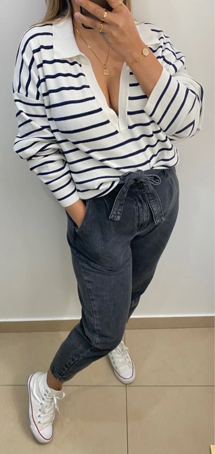 Superbe Pull Léger Ample A Rayures Taille M Et Plus - photo numéro 7
