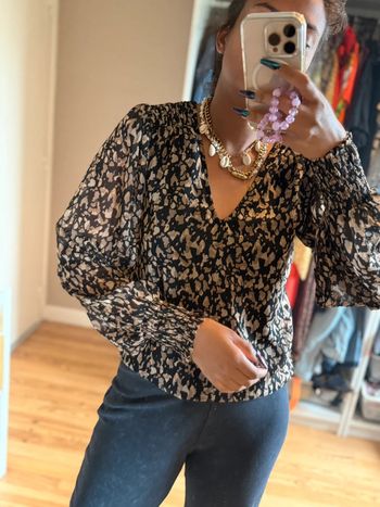 Blouse léopard manches longues Vila