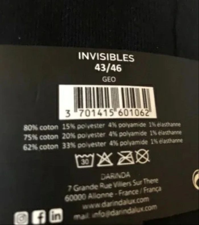 Lot de 7 paires de soquettes Darinda taille 43/46 neuves ds leur emballag - photo numéro 3
