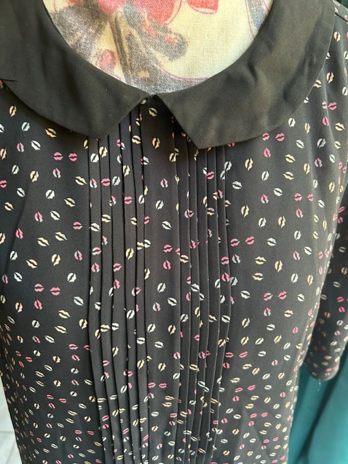Haut blouse noir fluide col Claudine rose tunique pimkie - taille s - photo numéro 2