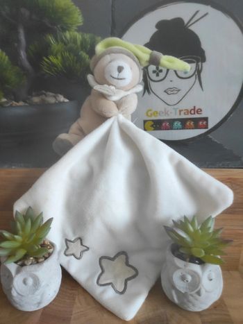 Ours Marron Vert Luminescents Baby Nat' BN0137 plat mouchoir #geektradedoudou