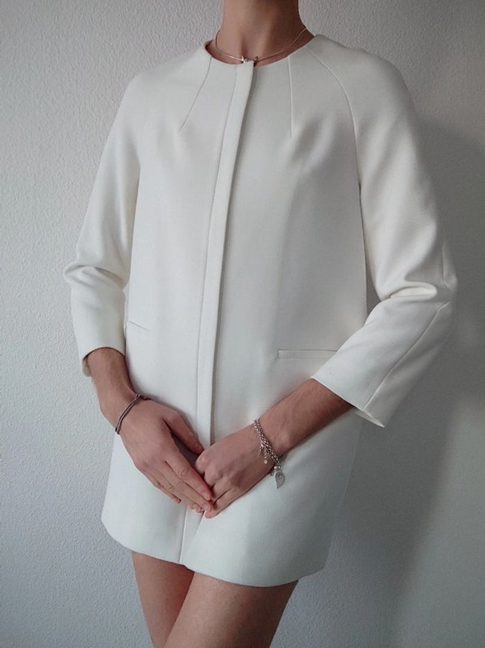 Veste robe tailleur jacket blanc ivoire noeud Vintage / Made in France 🇨🇵 Jacqueline Riu - 36/S - photo numéro 2