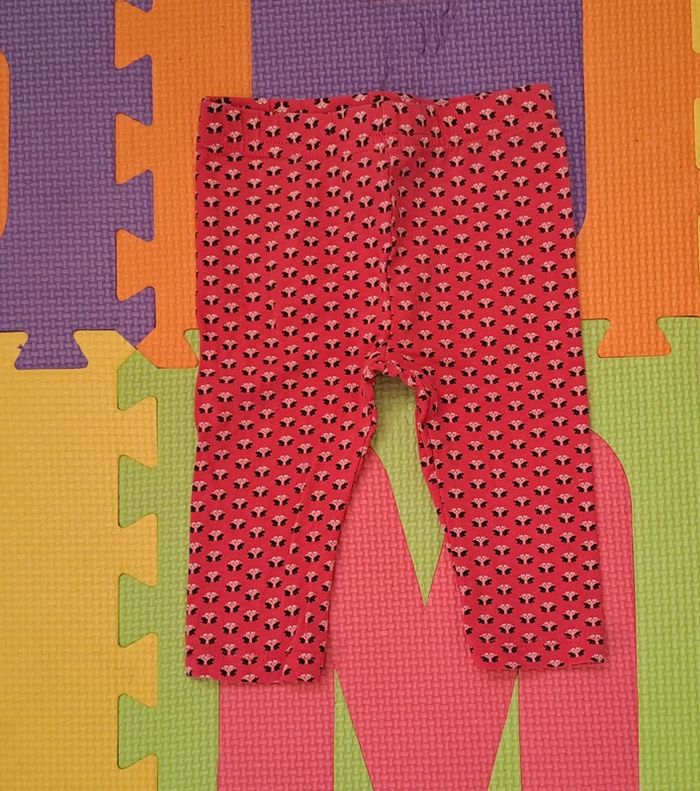 Legging rose fushia fleurs, gémo, taille 6 mois (68 cm)