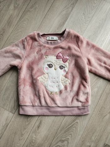 Sweat polaire hibou rose 3 ans
