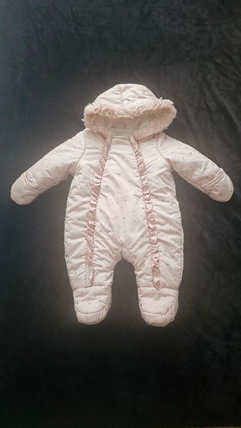 Combinaison pilote bébé Primark rose clair à capuche – 0/3 mois