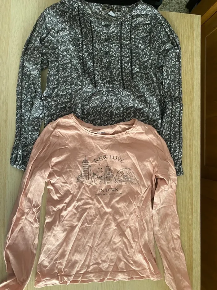 Blouse fleurs tunique t-shirt manches longues 8 ans okaidi fille - photo numéro 2