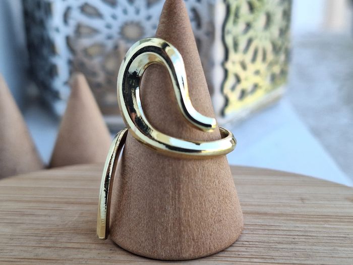 Bague Ouverte Dorée en acier inoxydable, Motif moderne Bague design ouvert Ajustable bague Pour elle - photo numéro 4