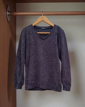 Pull homme col v  gris foncé en laine