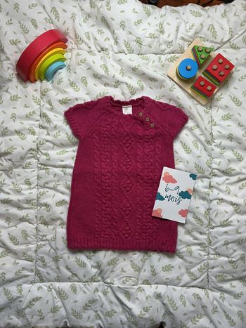 robe sans manches d'hiver rose foncé H&M 6/9 mois