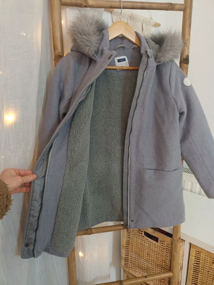 Joli manteau à capuche gris très chaud Okaïdi 12 ans - photo numéro 2