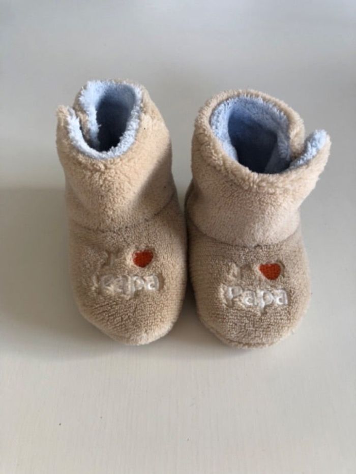 Chaussons beige I love Papa